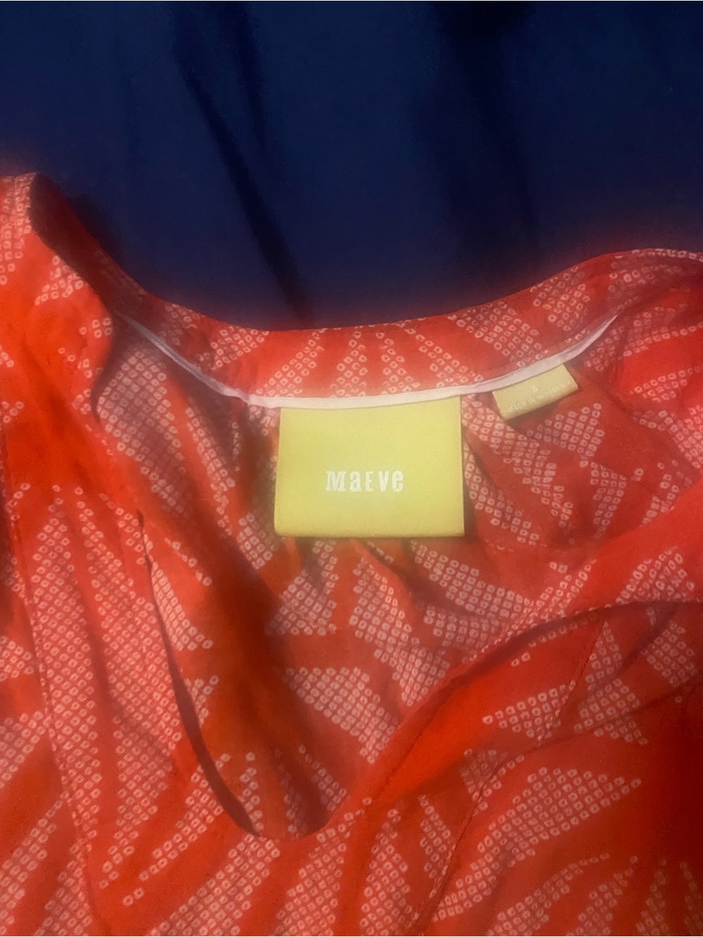 Maeve Orange Patterned Blouse with V-Neck